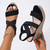 Women's Sandals Summer Casual Shoes for Women Comfortable Non-slip Walking Slip on Elastic Fabric Female Shoes Platform