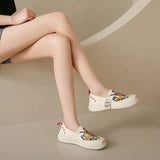 Women Platform Vulcanized Shoes 2023 New Woman Thick Sole Canvas Loafers Fashion Graffiti Sneakers Outdoor Flats Sports