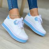 Shoes Women's Vulcanized Shoes 2023 Outdoor Platform Shoes Female Casual PU Fashion Lace-Up Sneakers Women Wedge