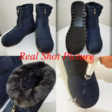 Snow Boots for Women 2024 Winter Warm Plush Ankle Booties Front Zipper Non Slip Cotton Padded Shoes Woman Size