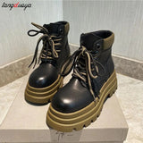 Winter Boots Medium Heel Comfortable Ankle Ladies Boots 2023 Designer Shoes Solid Colors Lace-Up Chaussure Femme