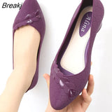 Women Pumps Low Heel Waterproof Rubber Shoes Slip on Antiskid Soild Shallow Slip-on Female Footwear Zapatillas Mujer