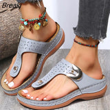 Beach Wedges Ladies Shoes For Retro Casual Women Flat Platform Sandals Mid-heel Shoe Flower Shoes Flip-flops