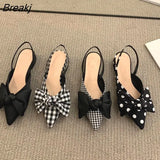 New Fashion Bow Sandals Women Summer Pointed Low Heel Slippers Sandals Women Designers Elegant Party High Heels