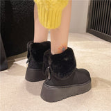 Breakj Base Large-Size Fur Snow Boots Women 2025 Winter New Plus Thick Loose Cake Warm Cotton