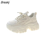 Women Platform Sneakers Leather Casual Ladies Chunky Shoes 2023 White Woman High Black Fashion Brand Thick soled Wedge