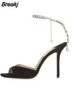 Strap Women's Sandals Square Toe Stylish Stiletto 2023 New Runway Pumps Party Women Shoes Thin High Heels Wedding