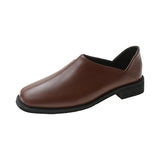 New Women Shoes Korean Version Square Toe Flat Casual Work Shoes Female Slip on Retro Loafer Zapatillas
