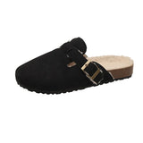 Breakj Plus Velvet Birken Shoes Women 2025 Autumn And Winter New Lazy Bag Head Half Slippers Fashion Wearing Wool Cotton