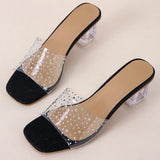 High-heeled Slippers Women 2023 Summer New Crystal Heel Hot Drill Outer Wear Comfortable Shallow Mouth Women's