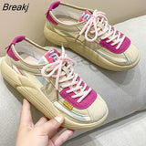 Mixed Colors Trainers Women's Vulcanized Shoes 2023 Fashion Platform Dad Sneakers Breathable Female Outdoor Casual