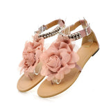 Breakj 2023 New Sweet Lady Flower String Clip Toe Women's Shoes Flat One Word Button