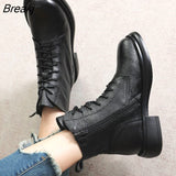 Genuine Cow Leather Boots Women Platform 2022 Autumn Zipper Non Slip Short Boots Winter Women Shoes Botas Mujer
