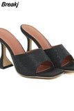Heeled Women Slippers 2023 New Fashion Brand Wine Glass And Sandals European Style Crystal Heel Sandals Slipper