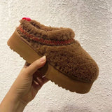 Boots With Fur Women's Rubber Shoes Rain Flat Heel Australia Plush Lolita Snow Leather Med Ladies Basic Ethnic Slipper