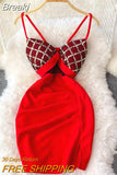 Sequins Plaid Mini Bodycon Dress Women Summer V-neck Sleeveless Spaghetti Strap Mesh Patchwork Party Dress Fashion