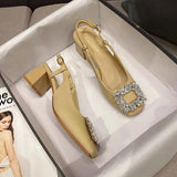 Sandals Mary Jane Shallow Mouth Comfort Shoes for Women Summer Heels Med Pointed Girls High Spring Retro Medium