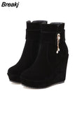 Women Boots High Heels Female Shoes Boots-Women Luxury Designer Crystal Stiletto Rubber Ladies 2023 Fashion Wedge