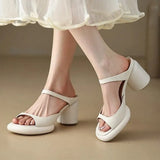 Women High Heels Mules Shoes Chunky Slippers Summer Sandals 2023 New Designer Sexy Flip Flops Slingback Pumps Women Shoes