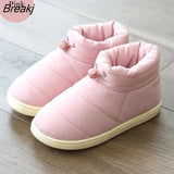 Women Winter Waterproof Down Shoes Plus Size 45 Warm Plush Flat Snow Boots Woman Indoor Non-slip Couple Cotton