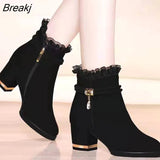 Casual Ankle Boots Women Pumps Women Shoes High Heel Designer Brand Luxury Women Shoes 2022 Square Heel Snow