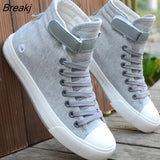 Men Shoes High Top White Canvas Shoe 2021 Summer New Mens Sneakers Fashion Breathable Canvas Sneakers Non-slip Flat Casual
