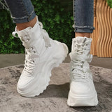 Black Chunky Platform Motorcycle Boots Women Fashion Thick Sole Vulcanize Shoes Woman Autumn Winter Ankle Botas Mujer