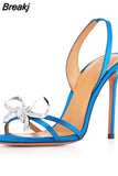 Butterfly Knot Sandals Woman Summer 2023 Back Strap Slingback Ladies Stiletto High Heel Dance Shoes Sexy Women