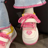 Sneakers for Women Popular autumn Style All-match Womens Trendy School Thick Sole White Pink Shoes lolita sneakers