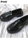 Womens Loafers Shoes Black Flats British Style Casual Female Sneakers Ladies' Footwear Shallow Mouth Loafers Soft Mules