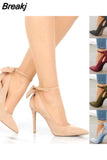 Women Pointed Toe High Heels Woman Thin Heels Ladies Sexy Pumps Ladies Buckle Strap Female Fashion Bowknot Shoes Plus Size