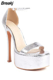 Super Thin Heels Woman Sandals 2023 Summer Cover Heel Sexy Party Wedding Shoes Fashion Comfy Women Pump Sandals