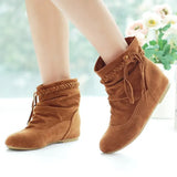 Ankle Boots Winter Shoes For Women Flat Heel Zipper Boots-Women Round Toe Low 2024 Rubber Over-the-Knee Ladies Autumn PU
