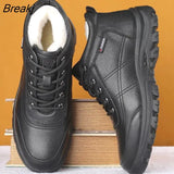 Men Boots Waterproof Winter Boots Men's Lightweight Hight Top Leather Casual Shoes No Slip Warm Snow Boots Plush Women