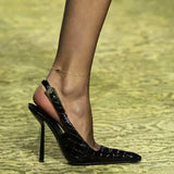 Stiletto Heels Women Pumps Patent Leather 2024 Summer Designer Mule Sandals Elegant Sexy Office High Heels Women