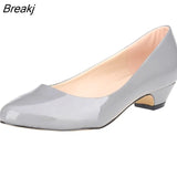 dignified Women's Round Toe Casual Shoes PU Leather Low Heels Pumps Flat wedding shoes