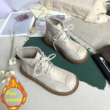 Retro Suede Thick-Soled Big Head Doll Shoes Autumn Winter Handmade Casual Short Boots Women Boots Harajuku Ankle