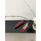 Jane Shoes French Designer Women Shoe Spring New Vintage Single Shoe Simple Red Leather Shoe Elegant Woman Shoe Low