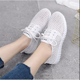 De Mujer Lady Cute Light Weight White Mesh Breathable Spring & Summer Lace Up Shoes Sapatos Femininas Cool Shoes