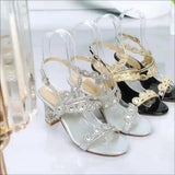 New High-Heeled Women's Sandals Leather Fashion Sexy Assorted Crystal Thick-Heeled Open-Toed Water Drill