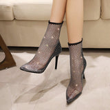 Women's Sandals 2024 High Heel Women Boots Summer Sunscreen Breathable Pointed Toe Super High Heels Women's Fashion Mesh