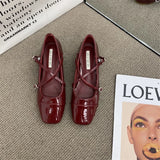 Jane Shoes for Women 2024 Retro Medium Heeled Women's Single Shoes Soft and Comfortable Red Ballet Shoes Zapatos De