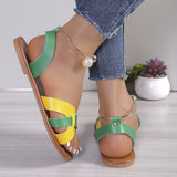Pearl Sandals 2024 Casual Women New Dress Sandal Summer Metal Decor Fashion Shoes Slip on Colorful Women's