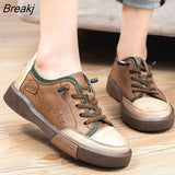 Women Casual Shoes Fashion Breathable Genuine Leather Shoes Sneakers Women Flat Shoes Female