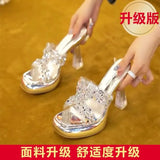 Breakj Korea's Small Thick-Bottomed One-Word Drag Woman Wearing Transparent Cool Slippers In The Summer Of 2025 Thick Heel High