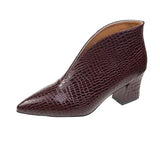 Spring and Autumn New Fashion Solid Color Plaid Leather Top Pointed V-shaped Outwear Women High Heels Women's