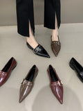 New Light Extravagant Square Metal Buckle Deep-Mouth Commuter Shallow-Heeled French Vintage