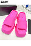 Summer Luxury Women's New Square Toe Wedge Heel Clip Toe Herringbone Slippers Women's Large High Heel
