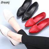 Women Loafers Genuine Leather Flats Heels Pointed Toe Soft Solid Sandals Platform Ladies Shoes Zapatos De