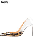 Women Pumps Leopard White Shoes Woman High Heels Stiletto Evening Shoes Patent Leather Sexy Designer Heels QP033
